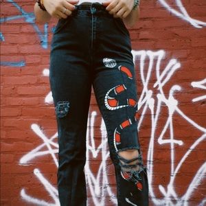 Hand-pained Snake Jeans(ssssss)